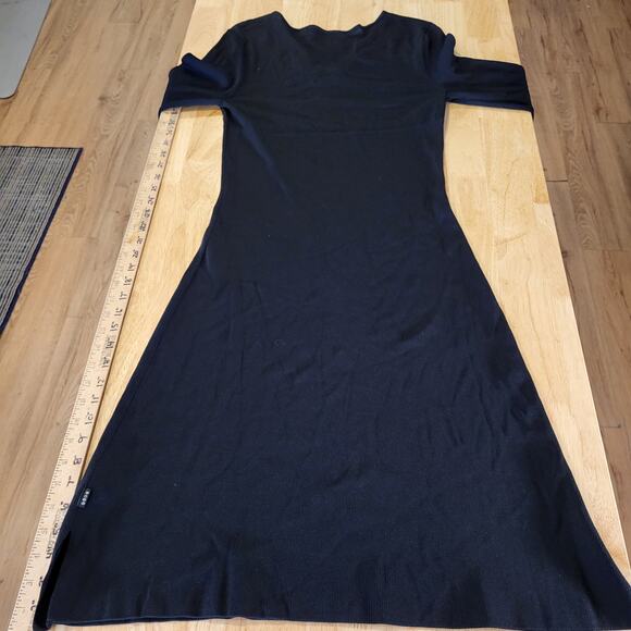 BCBGMAXAZRIA Black Maxi Bodycon Long Sleeve Dress Silver Circle Bust M - Picture 11 of 12